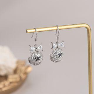 925 Sterling Silver Rhinestone Dangle Earring Es1293 - 1 Pair - Silver - One Size