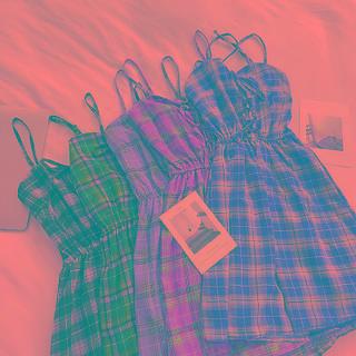 Sleeveless Plaid Spaghetti Strap A-line Dress