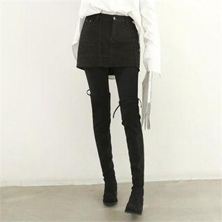Inset Shorts Frayed Miniskirt