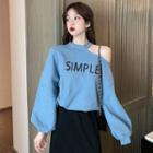 Letter Cold Shoulder Sweatshirt / Midi Skirt