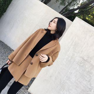 Notch-lapel Buttoned Coat / Asymmetrical Skort
