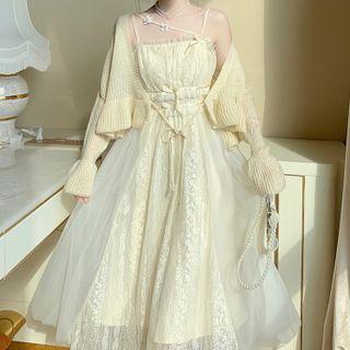 Sleeveless Crochet Lace Mesh Dress