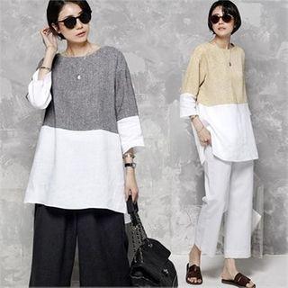 Color-block Linen Top
