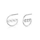Sterling Silver Elegant Fashion Geometric Pearl Earrings Silver - One Size