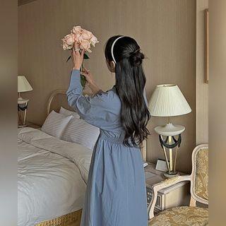 Smocked-waist Flared Long Dress