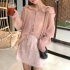 Ruffle Chiffon Top / Sequined A-line Skirt