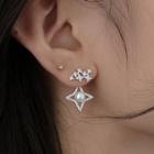 925 Sterling Silver Faux Pearl Star Earring 1 Pair - 925 Silver - As Shown In Figure - One Size