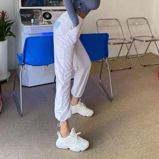 Heart Patterned Pocket Drawstring-hem Pants