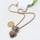 Rhinestone Owl Necklace As Shown In Figure - One Size