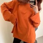 Loose Fit Long-sleeve Plain T-shirt