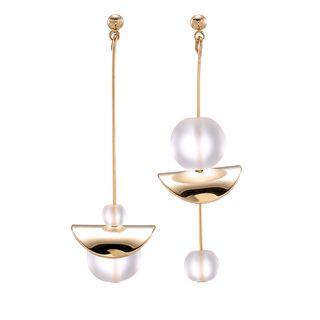 Non-matching 925 Sterling Silver Frosted Bead & Disc Drop Earring