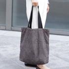 Lace Paneled Canvas Tote Bag