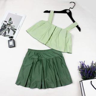 Set: Plain Tankini Top + Swim Skirt