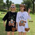 Bear Print Elbow-sleeve T-shirt / Bear Crossbody Bag