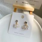 Rhinestone Faux Pearl Dangle Earring 125 - 1 Pair - Silver Needle - White - One Size