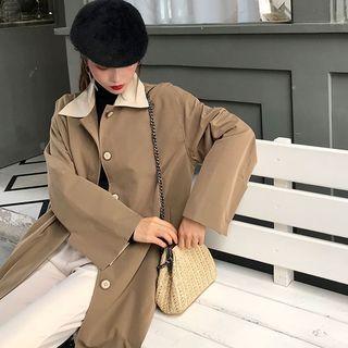 Color-block Loose-fit Coat As Figure - One Size