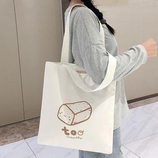 Toast Print Canvas Tote Bag White - One Size