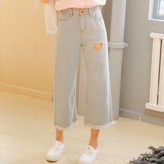 Heart Cut Out Cropped Jeans