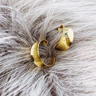 Polished Alloy Open Hoop Earring 1 Pair - Gold - One Size