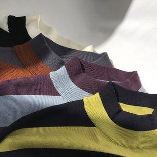 Mock Collar Striped Sweater