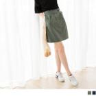 Frilled Waist Buttoned Pencil Skirt