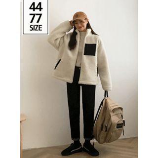 Pocket-front Fleece Jacket Ivory - One Size