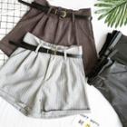 Striped Loose-fit Shorts With Belt