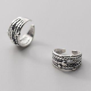 Layered Sterling Silver Cuff Earring 1 Pair - S925 Silver - Clip On Earring - Silver - One Size