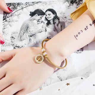 Rhinestone Tree Disc Bracelet