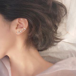 Rhinestone Earring 1 Pair - 925 Silver - Silver - One Size