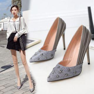 Pointy Toe Star Detail High Heel Pumps