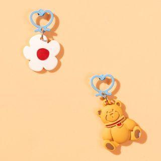 Asymmetrical Flower Bear Drop Earring