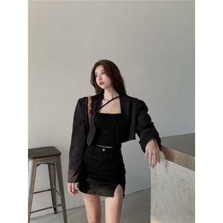 Cropped Blazer / Camisole Top / Mini Pencil Skirt