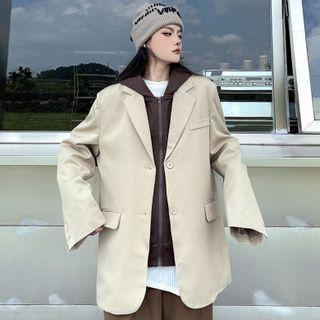 Mock Two-piece Hooded Single-breasted Blazer
