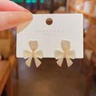 Rhinestone Heart Bow Drop Earring E4963 - 1 Pair - Gold - One Size