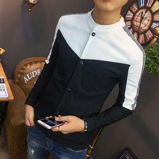 Striped Trim Two-tone Shirt
