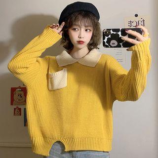 Two-tone Polo-neck Sweater