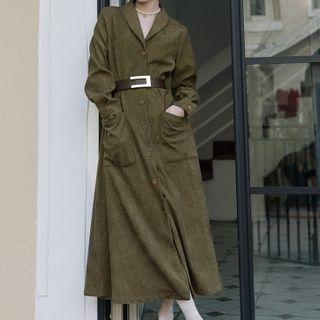Single-breasted Corduroy Midi Coat