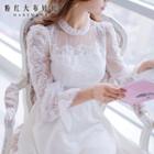 Frilled Lace-panel A-line Dress