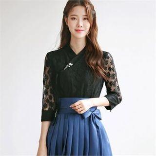 Tall Size Laced Wrap Blouse