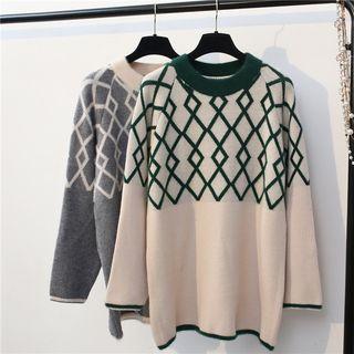 Contrast-trim Quilted Sweater