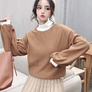 Mock Neck Two-tone Sweatshirt