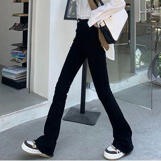 High-waist Frayed Denim Bell-bottom Pants