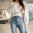 Off-shoulder Tube-hem Sweatshirt