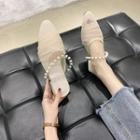 Faux Pearl Pointy-toe Mesh Flat Mules