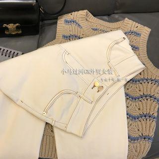 Contrast Stitching Tapered Jeans