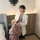 Loose-fit Blazer / Floral Long-sleeve Dress