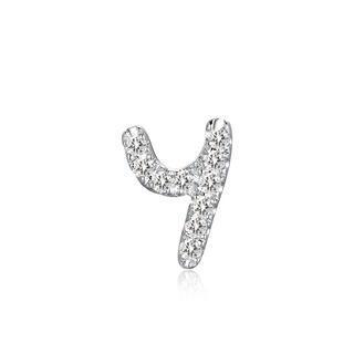 Left Right Accessory - 9k White Gold Initial Y Pave Diamond Single Stud Earring (0.02cttw)