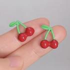 Cherry Alloy Earring 1 Pair - C-733 - Green & Red - One Size