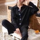 Loungewear Set : Long-sleeve Flower Top + Pants